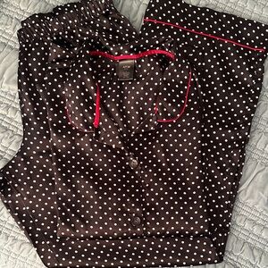 Apt. 9 Black and White Polka Dot Pajama Set with Red Trim